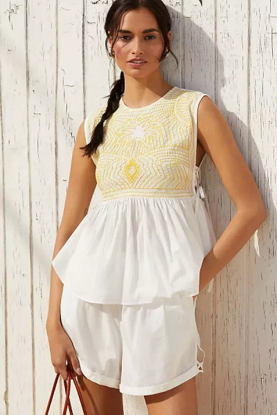 Celandine Cotton Pull-on Shorts In Beige