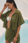 Celandine Crochet Collared Open-front Top