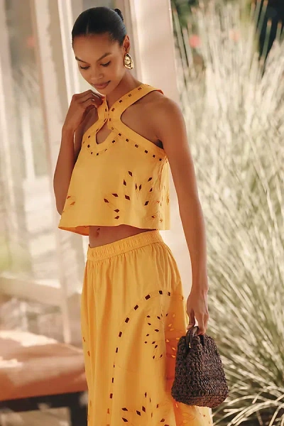 Celandine Cutwork Sun Top In Brown