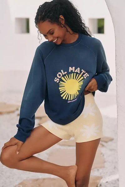 Celandine Daisy Bloom Knit Shorts In Yellow