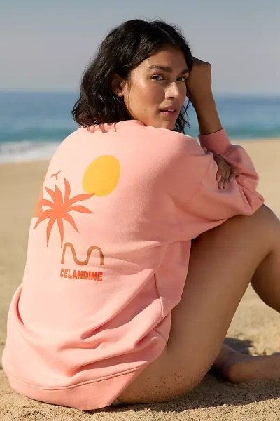 Celandine Daniella Manini X  Graphic Crew-neck Sweatshirt In Orange