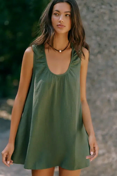Celandine Easy Linen Blend Mini Dress In Gray