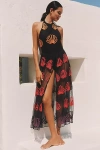 Celandine Embroidered Bodysuit Maxi Dress In Black