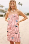 Celandine Embroidered Poplin Square-neck Mini Shift Dress