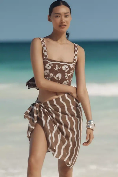 Celandine Fiona Printed Sarong In Brown