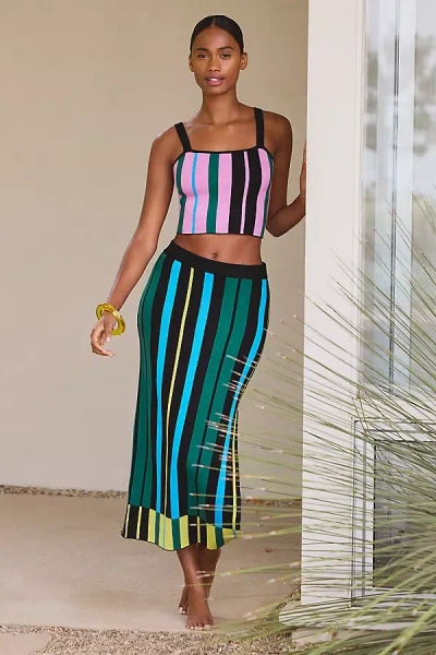 Celandine Fitted Knit Midi Skirt In Green