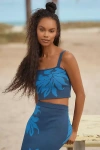 Celandine Graphic Knit Crop Tank Top In Blue