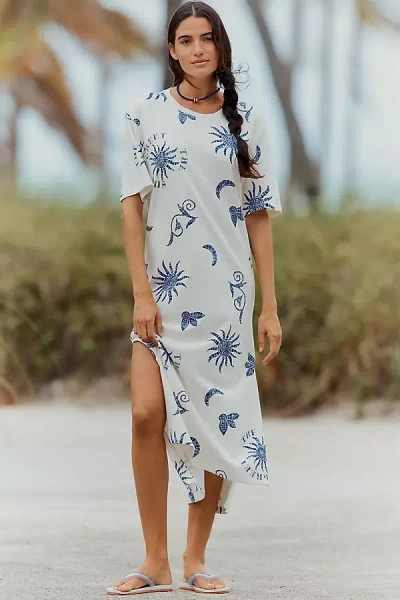 Celandine Graphic Maxi T-shirt Dress In Blue