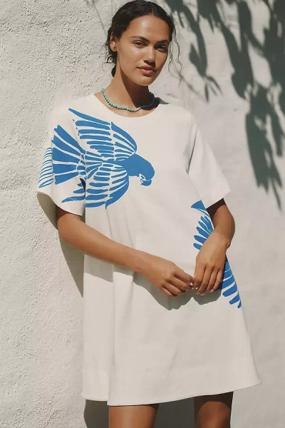 Celandine Graphic Short-sleeve Mini Swing Dress In Multi