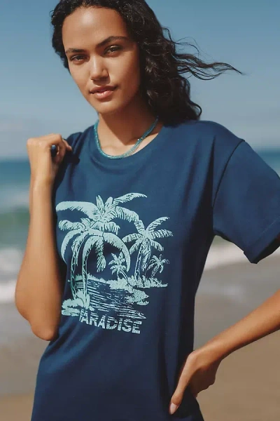 Celandine Graphic T-shirt Midi Dress In Blue