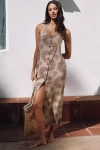 Celandine Halter Button-front Maxi Dress In Multicolor