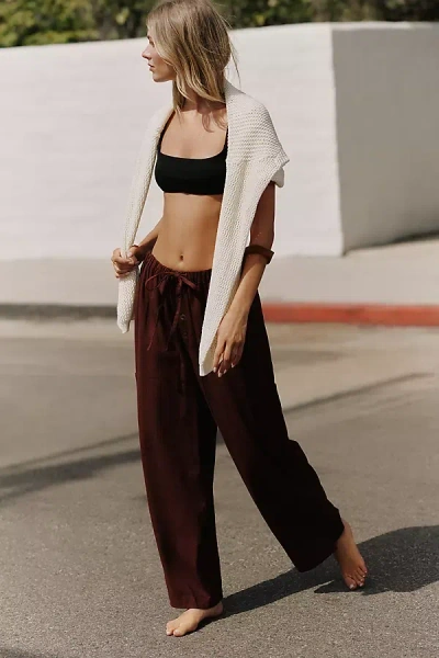 Celandine High-rise Pull-on Pants In Burgundy