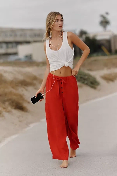 Celandine High-rise Pull-on Pants In Red