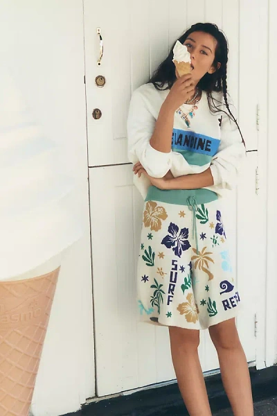 Celandine Knit Jacquard Bermuda Shorts In Yellow