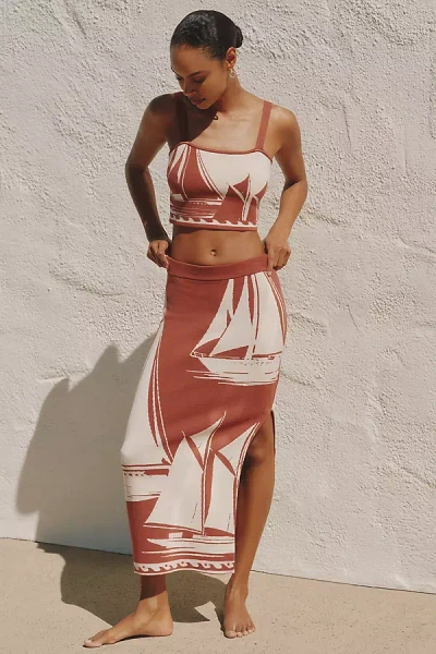 Celandine Knit Midi Skirt In Brown