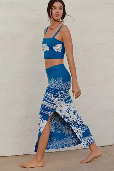 Celandine Knit Pull-on Maxi Skirt In Blue