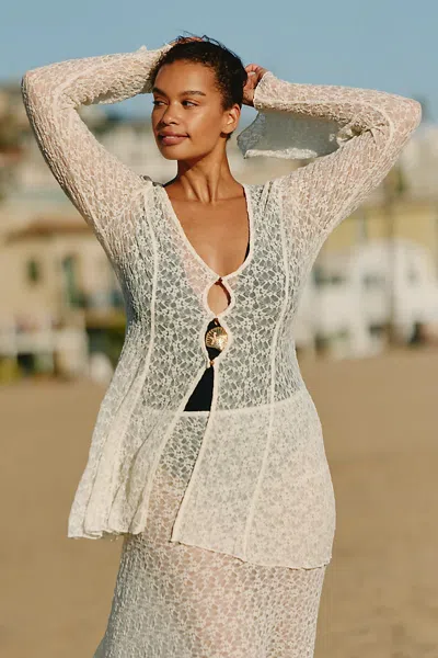 Celandine Lacy Long-sleeve Top In Neutral
