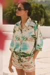 Celandine Linen Blend Printed Buttondown Shirt