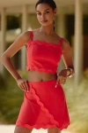 Celandine Linen-blend Ric Rac Mini Skirt In Red