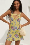 Celandine Linen Blend Scarf Romper In Yellow