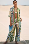 Celandine Linen Blend Short-sleeve Buttondown Shirt In Multi