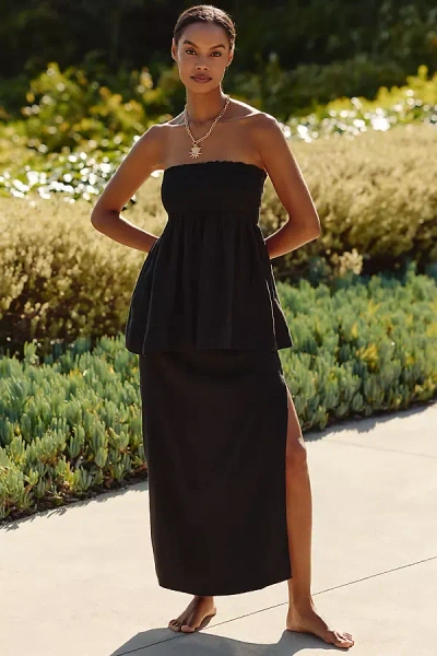Celandine Linen-blend Side-slit Maxi Skirt