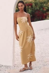 CELANDINE LINEN BLEND STRAPLESS DROP-WAIST MIDI DRESS