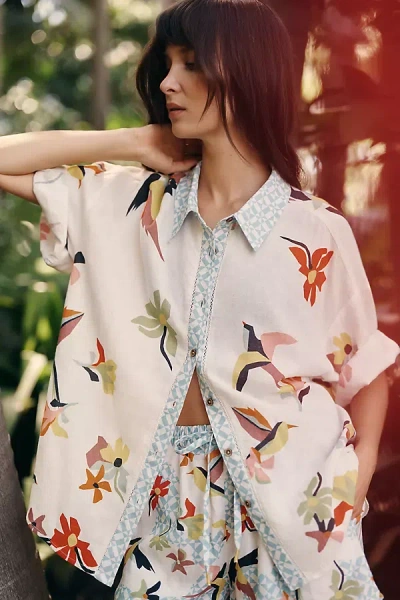 Celandine Linen Buttondown Shirt In White
