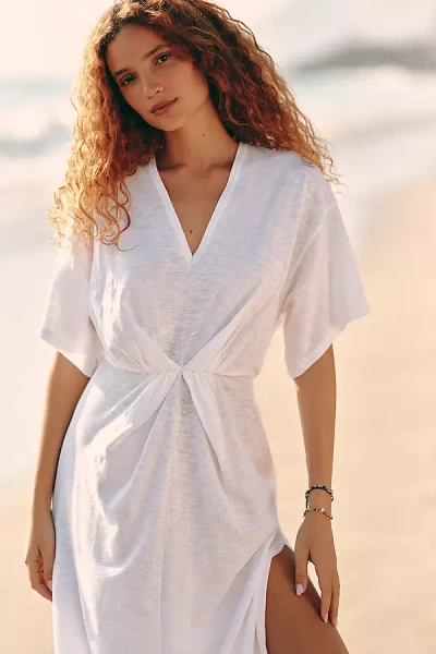 Celandine Long-sleeve Ruched Maxi Dress In White