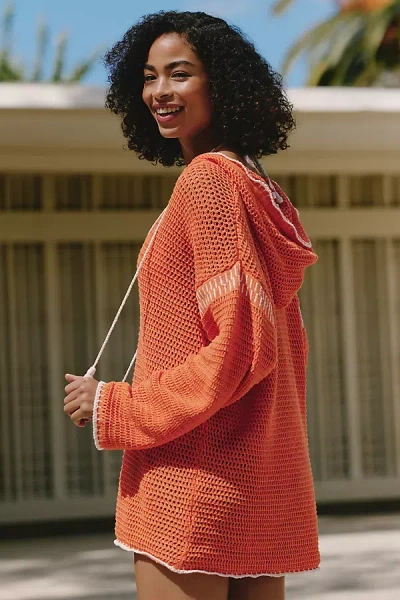 Celandine Loose Knit Pullover In Orange