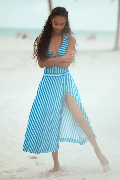 Celandine Midi Wrap Skirt In Blue