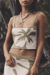 Celandine Monstera Knit Crop Tank Top In Green