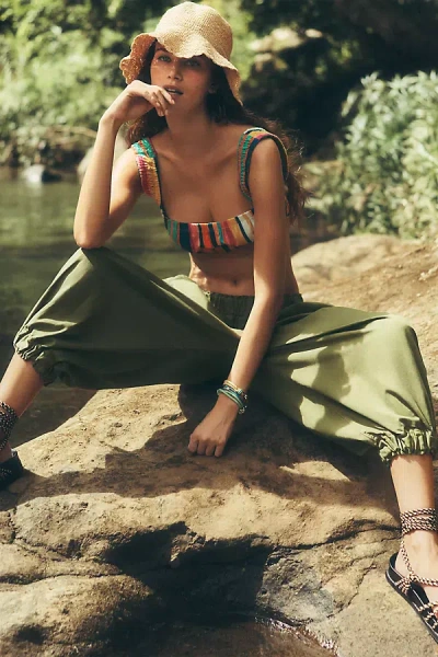 Celandine Multi-stripe Scoop-neck Tank Top In Green