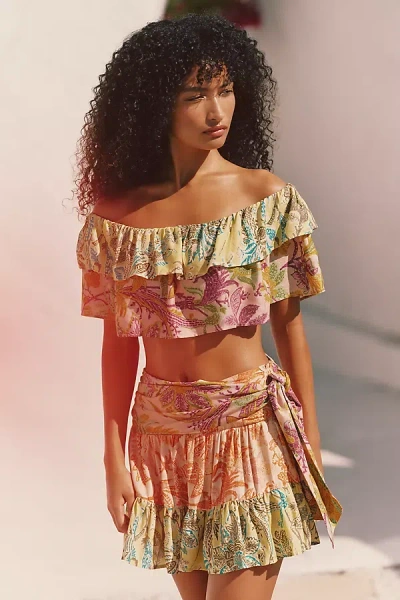 Celandine Off-shoulder Ruffled Top In Green