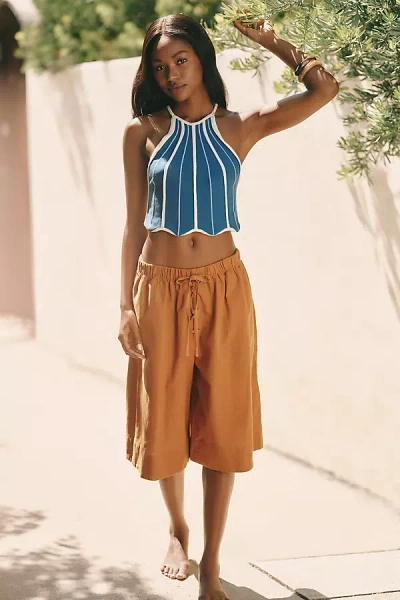 Celandine Oversized Bermuda Pants In Brown