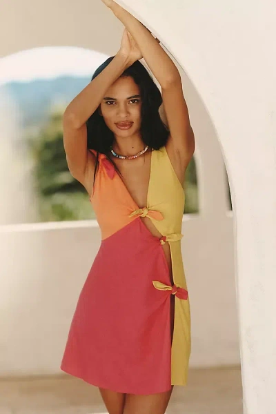 Celandine Pakika Colourblock Knot-front Mini Dress In Multi