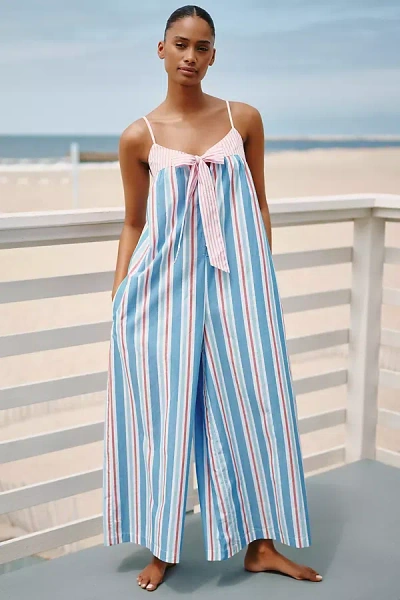 Celandine Pinstripe Bow Wide-leg Jumpsuit