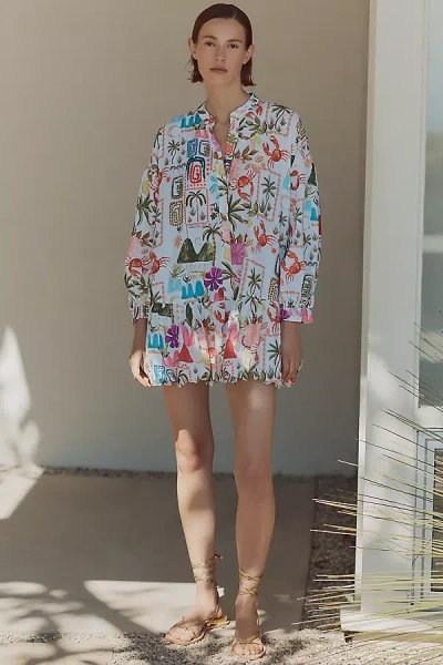 Celandine Printed Bubble Mini Kaftan In Multicolor