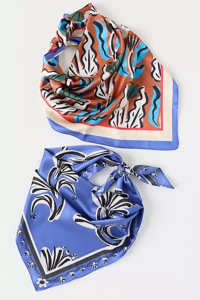 Celandine Printed Hair Scarves, Set Of 2 In Blue