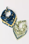 Celandine Printed Hair Scarves, Set Of 3 In Green