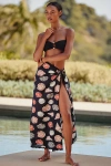 Celandine Printed Ric Rak Sarong In Black