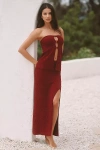 Celandine Puckered Side-slit Maxi Skirt