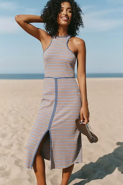 Celandine Racer-neck Dress In Gray