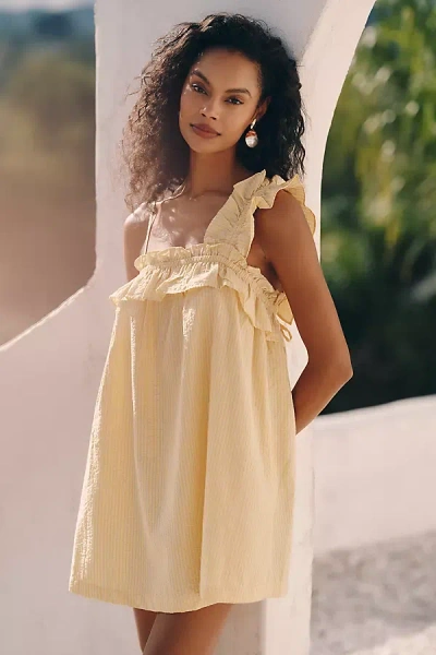Celandine Ruffle Swing Mini Dress In Yellow