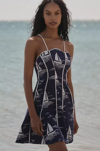 Celandine Scallop Piped Mini Dress In Multicolor