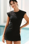 Celandine Short-sleeve Smocked Mini Dress In Black