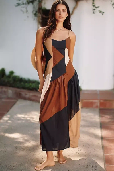 Celandine Sleeveless Drop-waist Midi Dress In Black