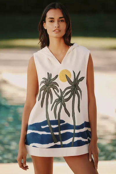 Celandine Sleeveless Hoodie Cover-up Mini Dress In White