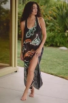 Celandine Sleeveless Rainforest Soutache Midi Dress In Black
