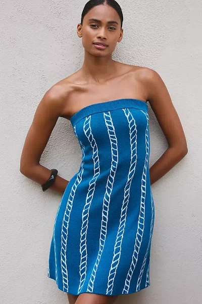 Celandine Strapless Knit Mini Dress In Blue